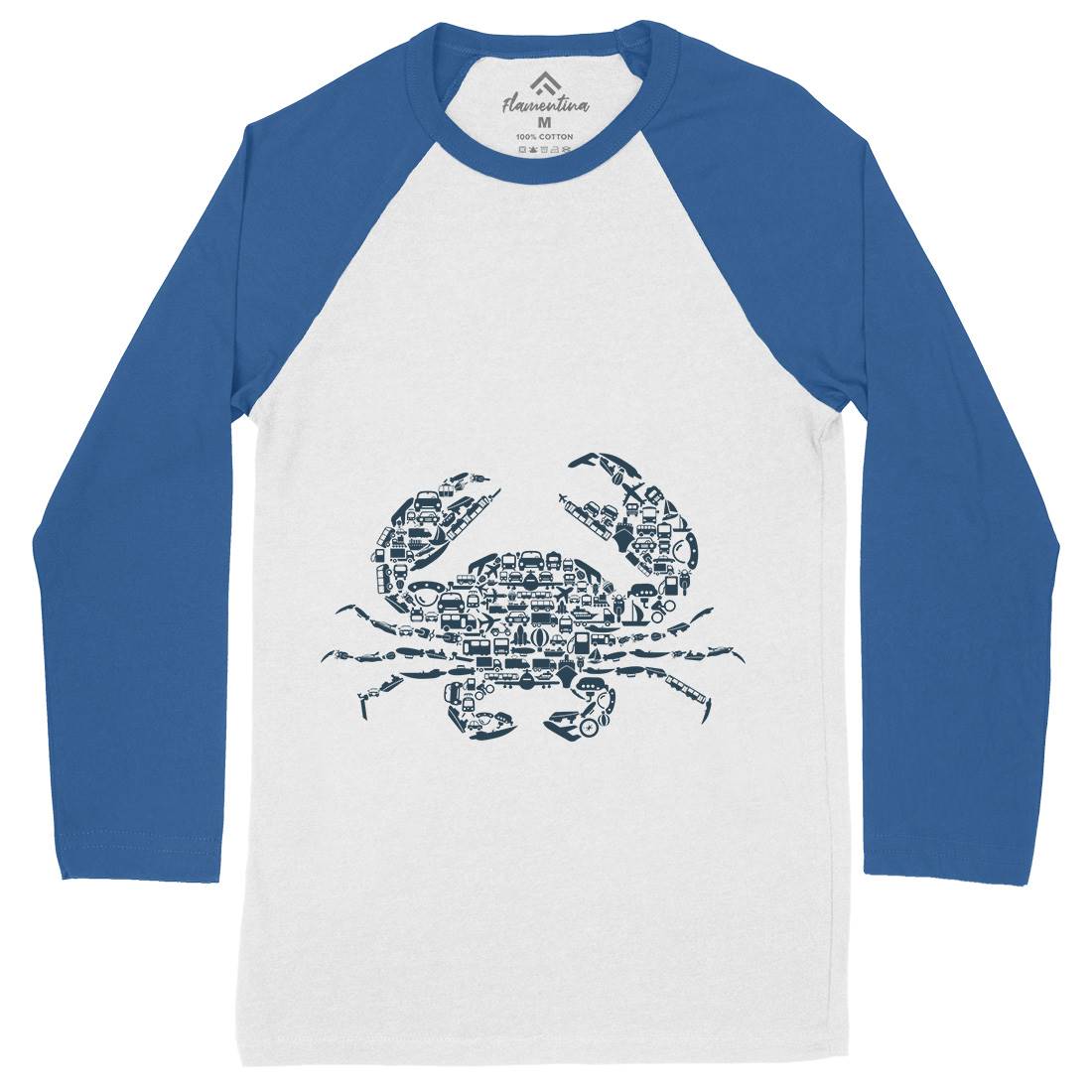 Crab Mens Long Sleeve Baseball T-Shirt Animals B019