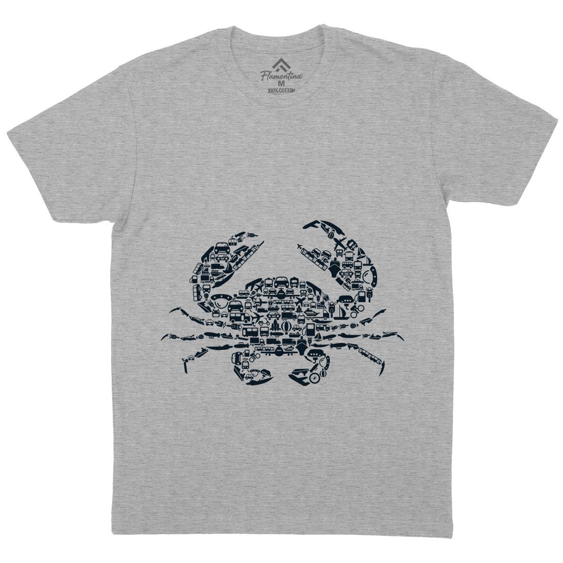 Crab Mens Organic Crew Neck T-Shirt Animals B019
