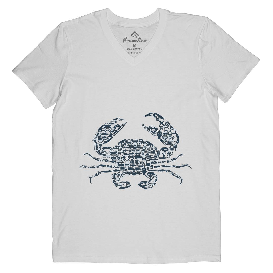 Crab Mens Organic V-Neck T-Shirt Animals B019