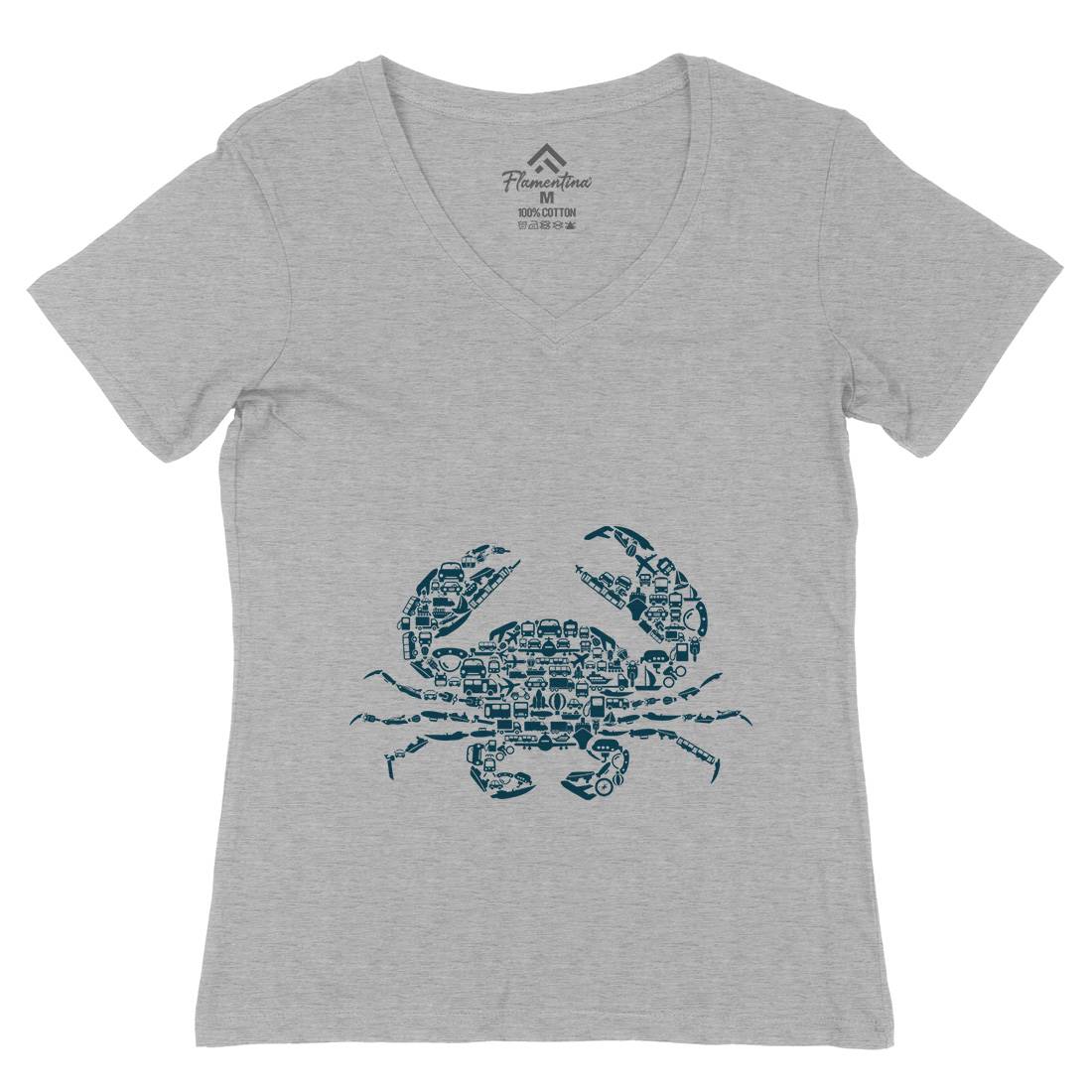 Crab Womens Organic V-Neck T-Shirt Animals B019