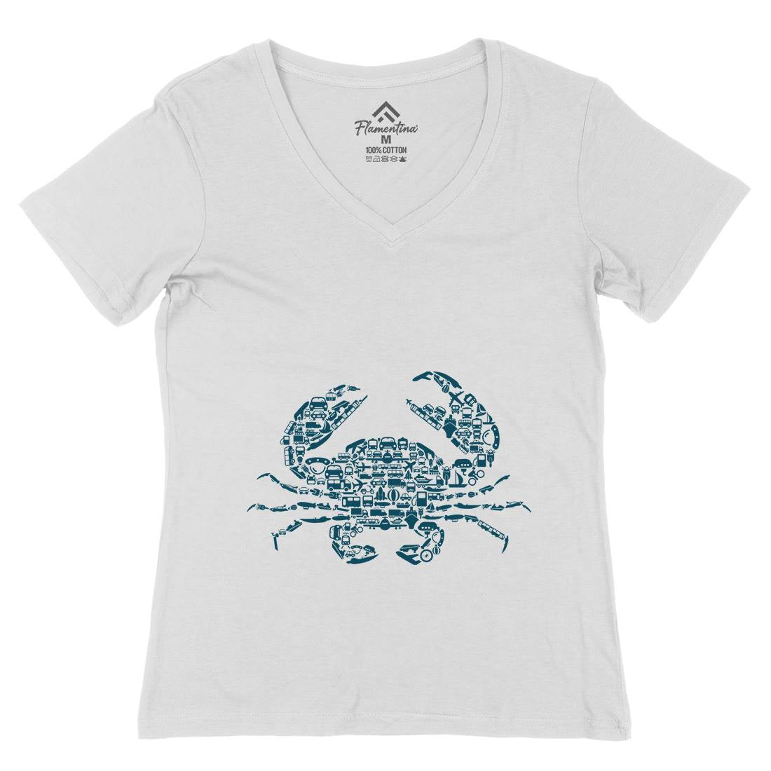 Crab Womens Organic V-Neck T-Shirt Animals B019