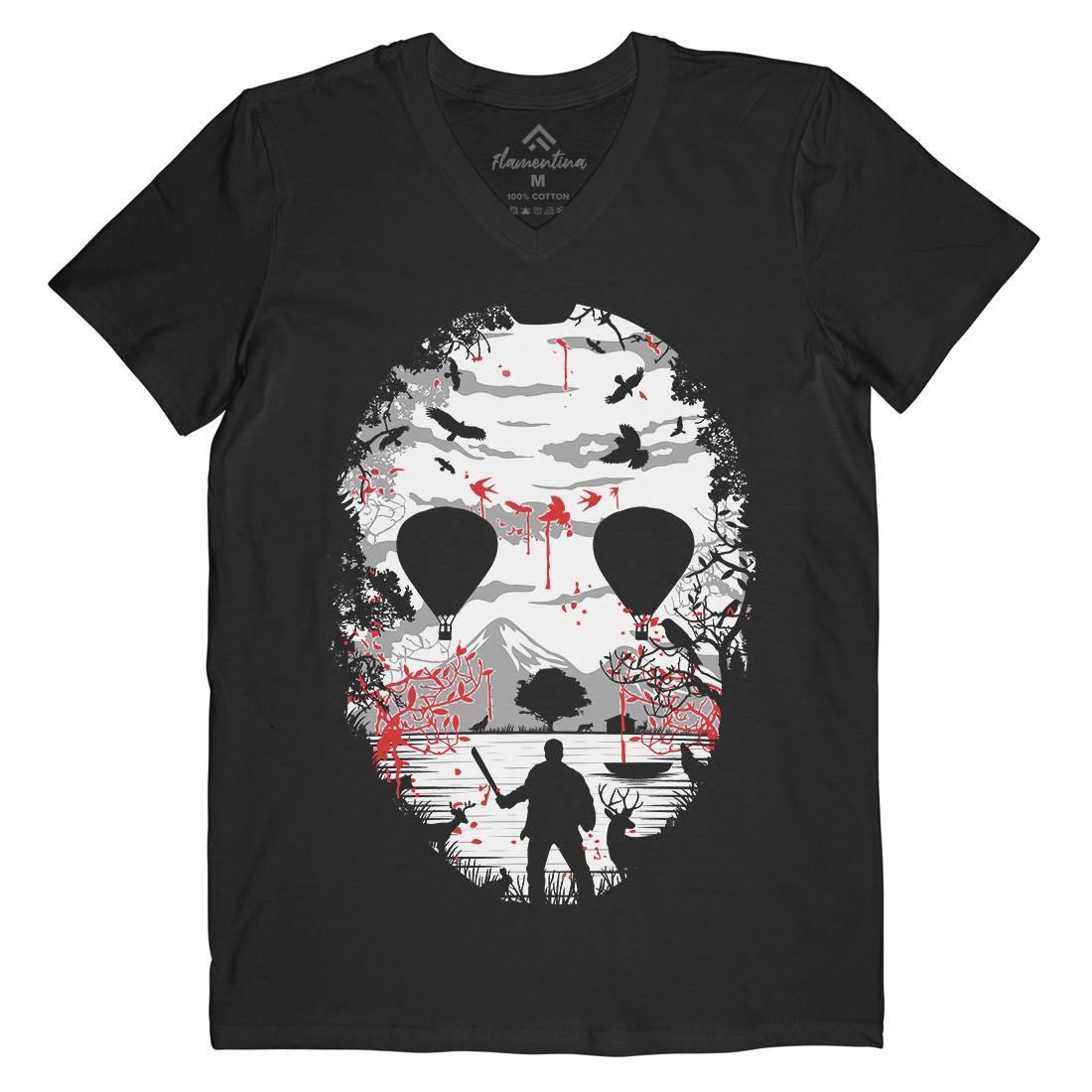 Crystal Lake Mens Organic V-Neck T-Shirt Horror B020