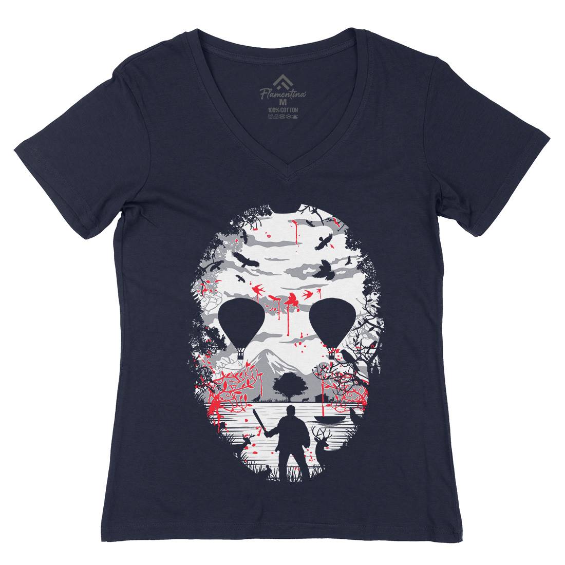 Crystal Lake Womens Organic V-Neck T-Shirt Horror B020
