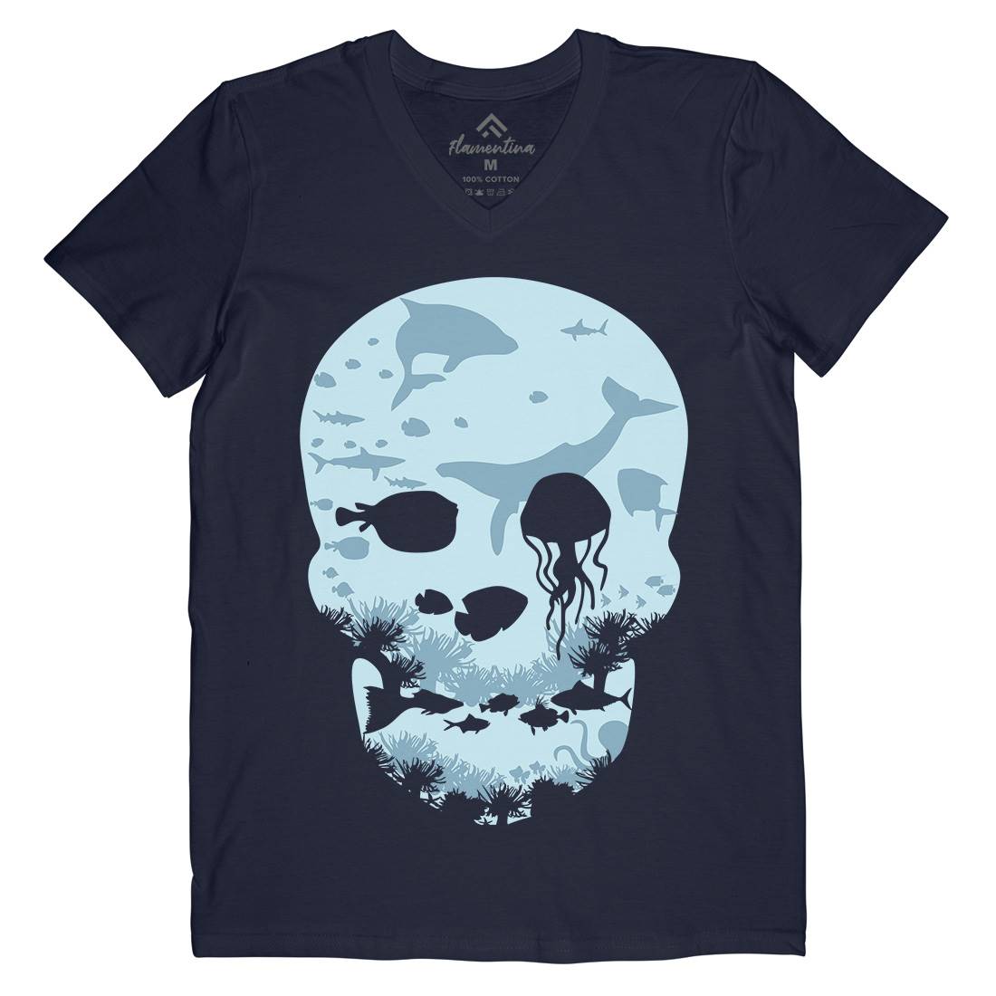 Dead Sea Mens V-Neck T-Shirt Navy B022