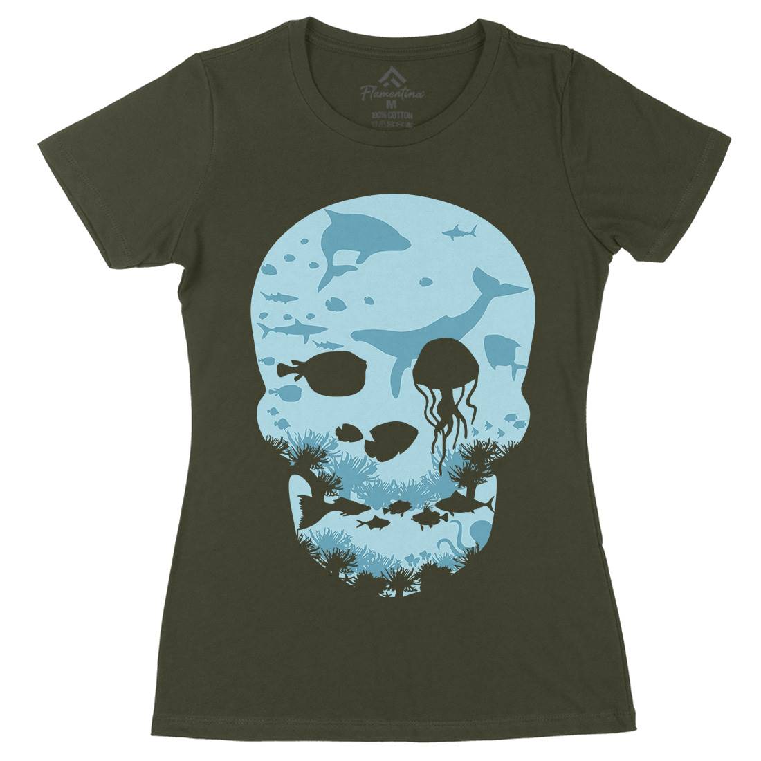 Dead Sea Womens Organic Crew Neck T-Shirt Navy B022