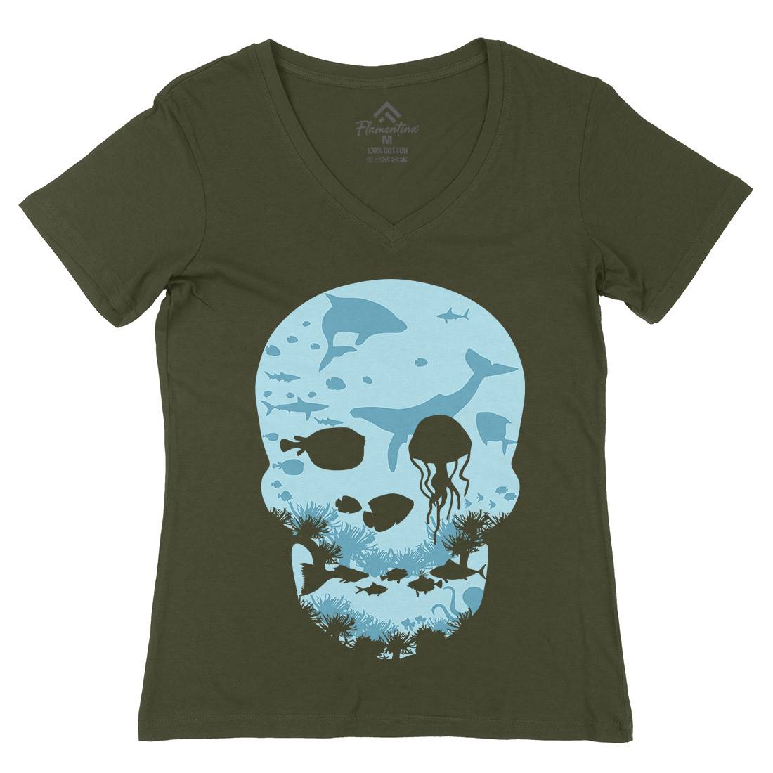 Dead Sea Womens Organic V-Neck T-Shirt Navy B022