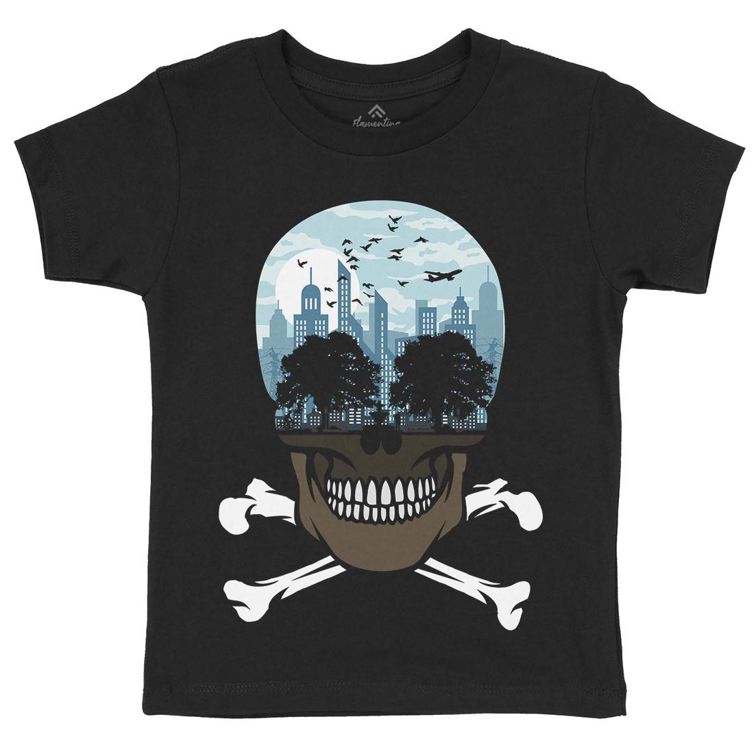 Death City Kids Organic Crew Neck T-Shirt Nature B023