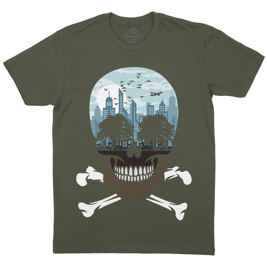 Death City Mens Organic Crew Neck T-Shirt Nature B023