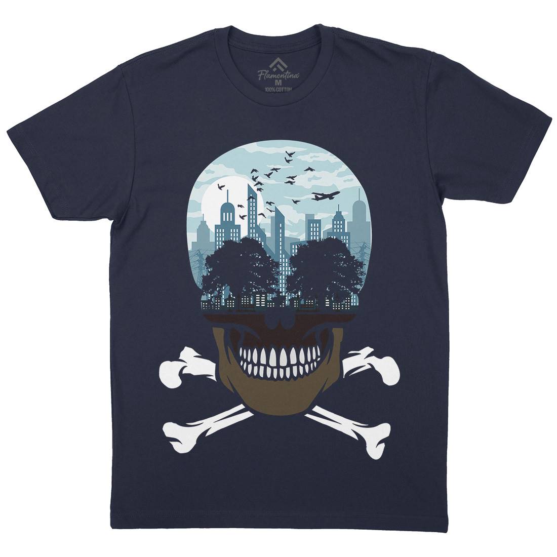 Death City Mens Organic Crew Neck T-Shirt Nature B023