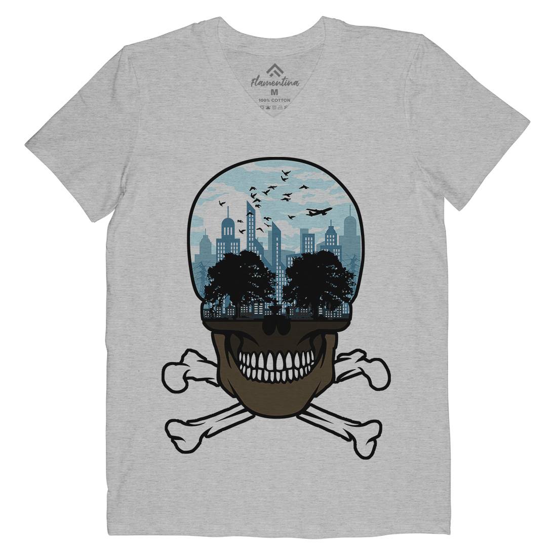 Death City Mens Organic V-Neck T-Shirt Nature B023