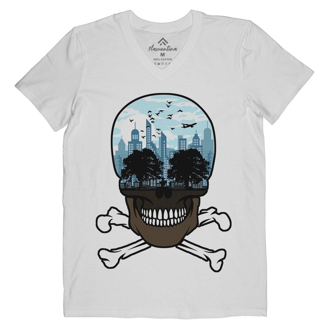 Death City Mens Organic V-Neck T-Shirt Nature B023