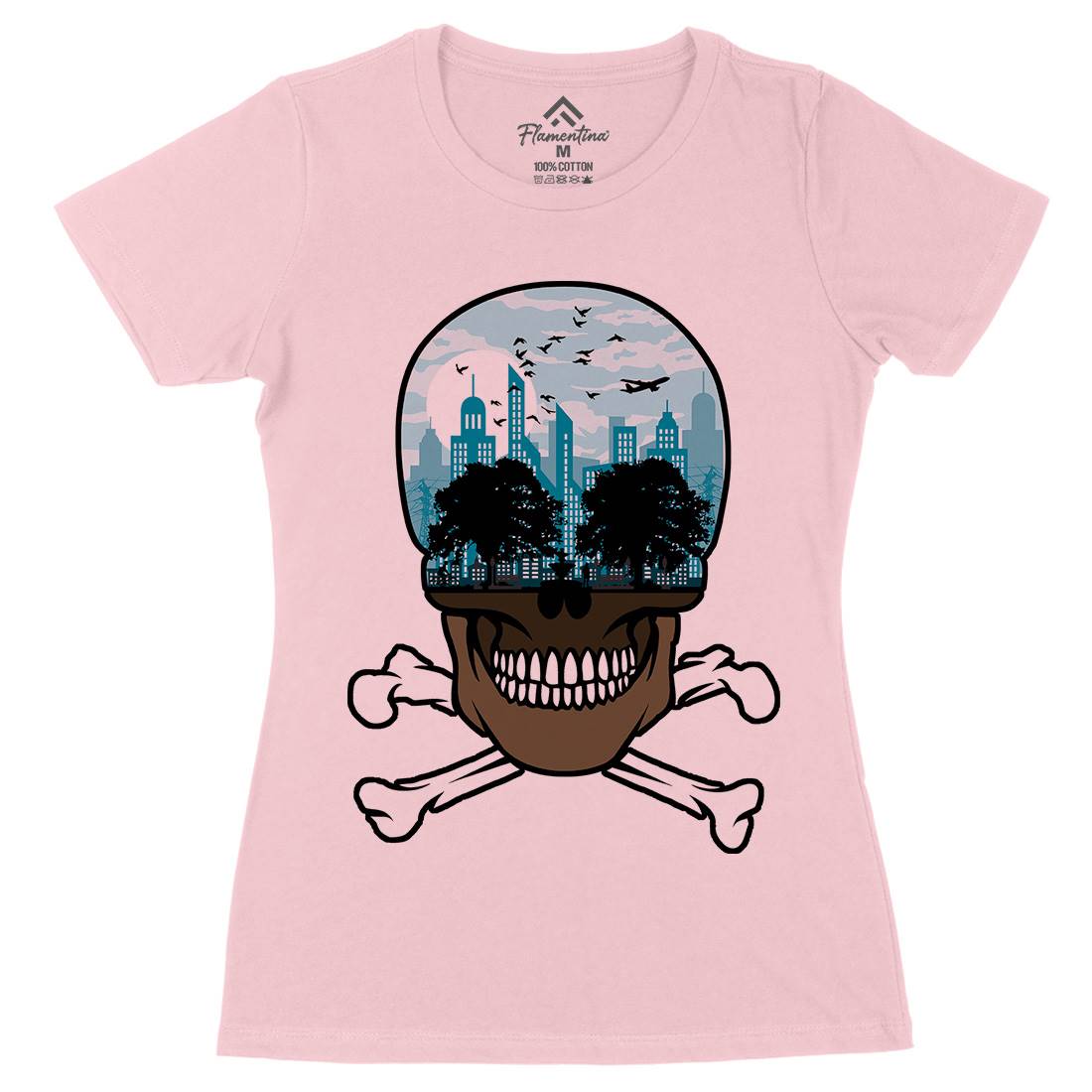 Death City Womens Organic Crew Neck T-Shirt Nature B023