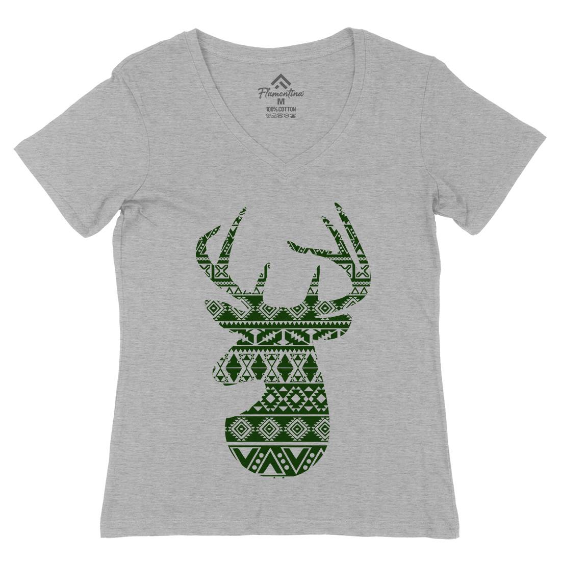 Deer Womens Organic V-Neck T-Shirt Animals B024