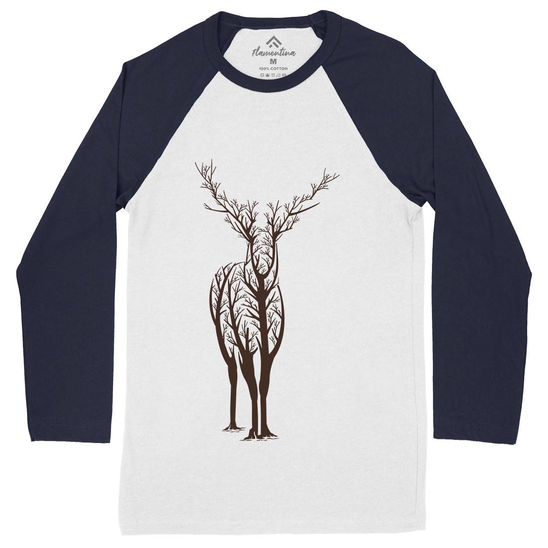 Deer Mens Long Sleeve Baseball T-Shirt Animals B025