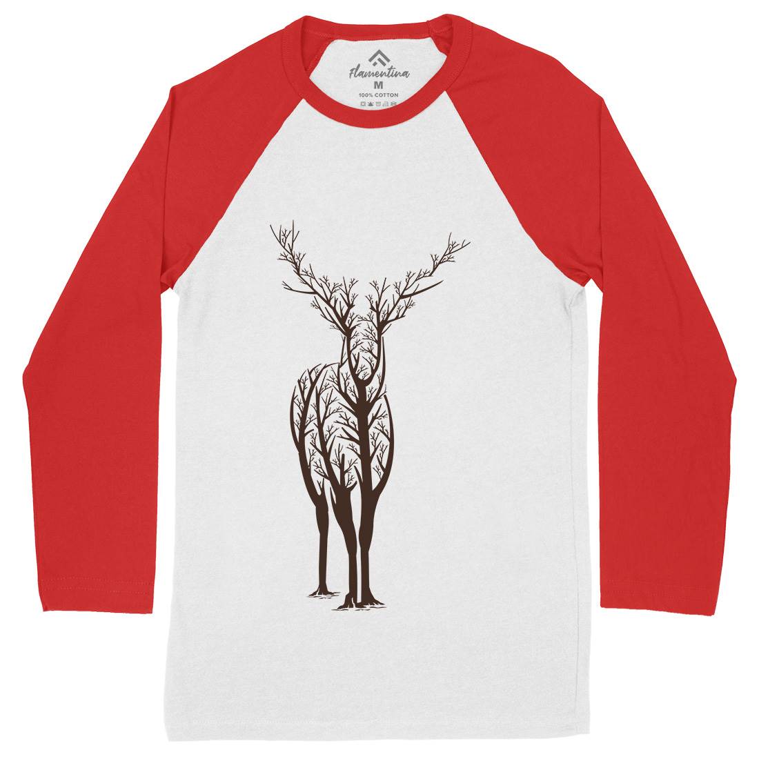 Deer Mens Long Sleeve Baseball T-Shirt Animals B025