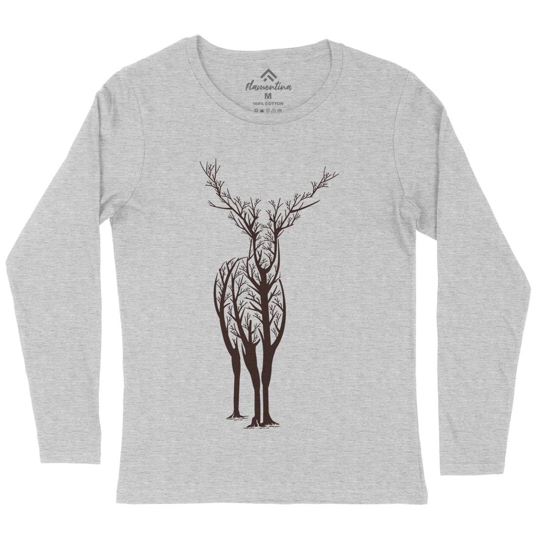 Deer Womens Long Sleeve T-Shirt Animals B025