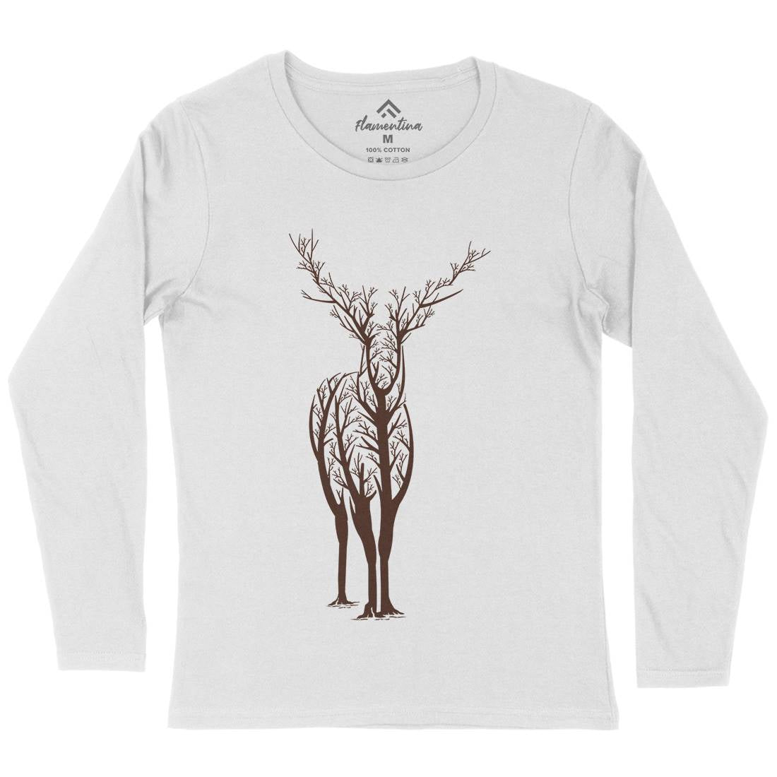 Deer Womens Long Sleeve T-Shirt Animals B025