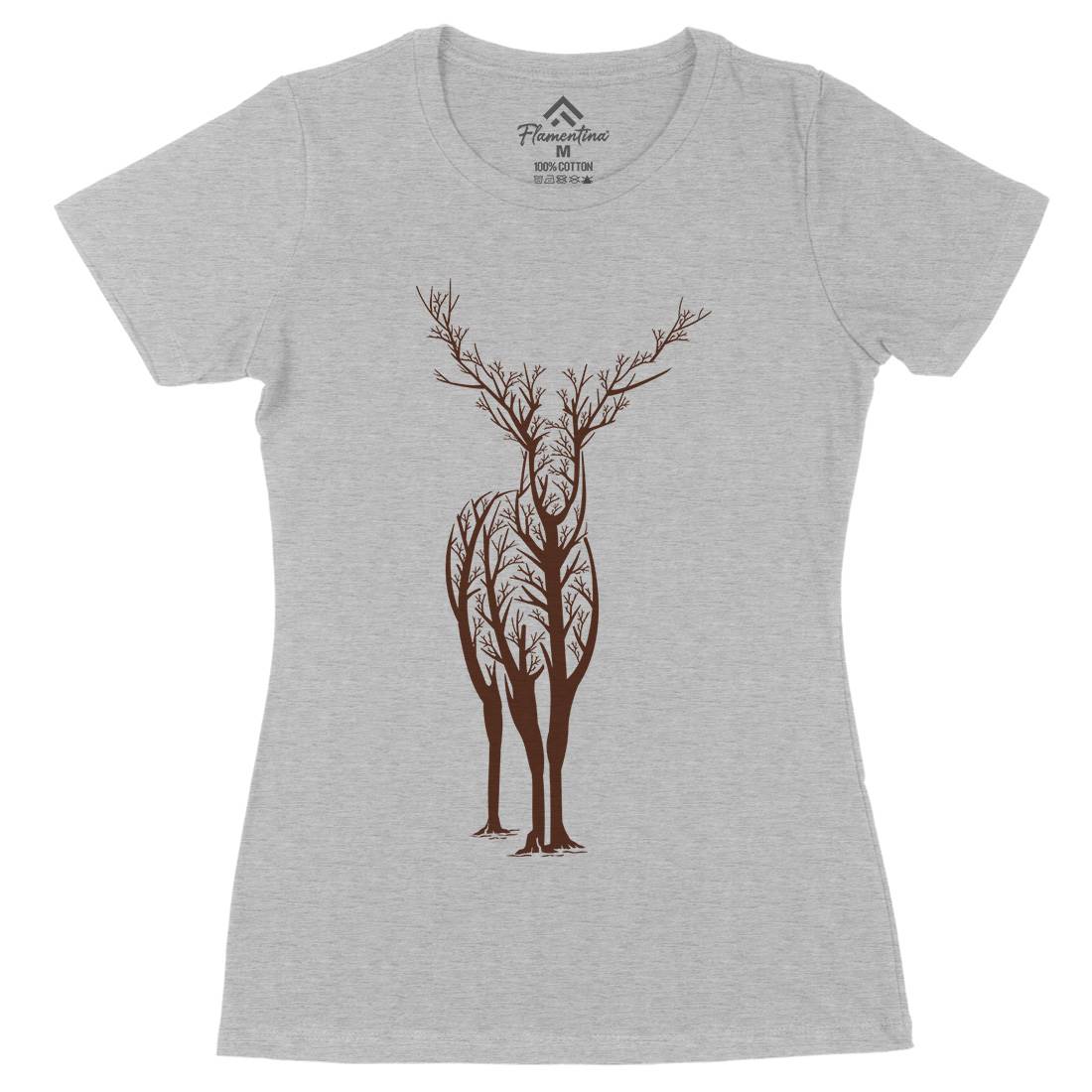 Deer Womens Organic Crew Neck T-Shirt Animals B025
