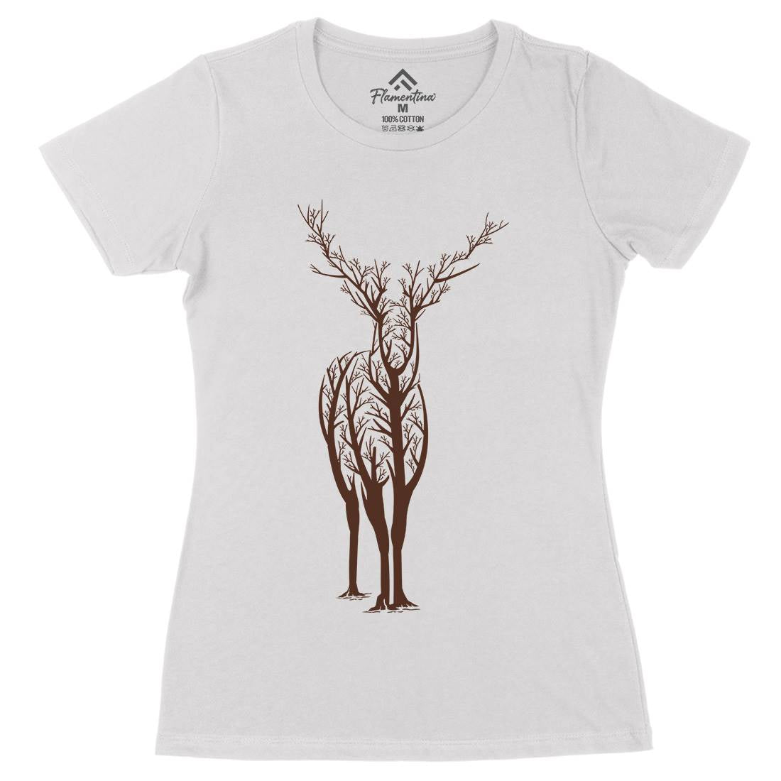 Deer Womens Organic Crew Neck T-Shirt Animals B025