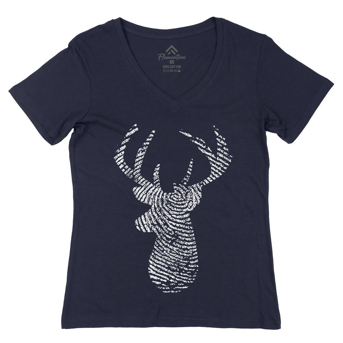 Deer Womens Organic V-Neck T-Shirt Animals B026