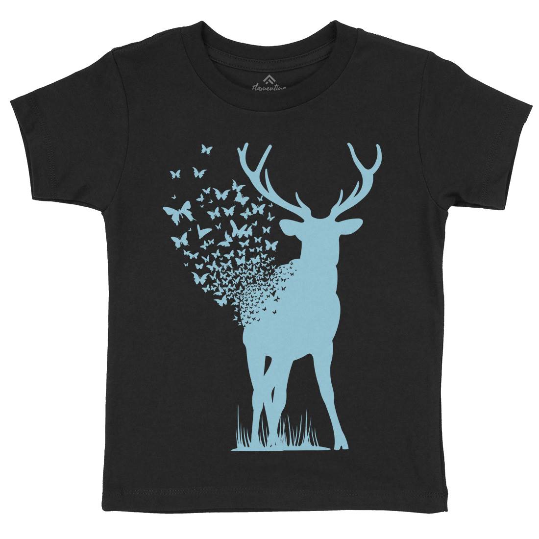 Deer Butterfly Kids Crew Neck T-Shirt Animals B027