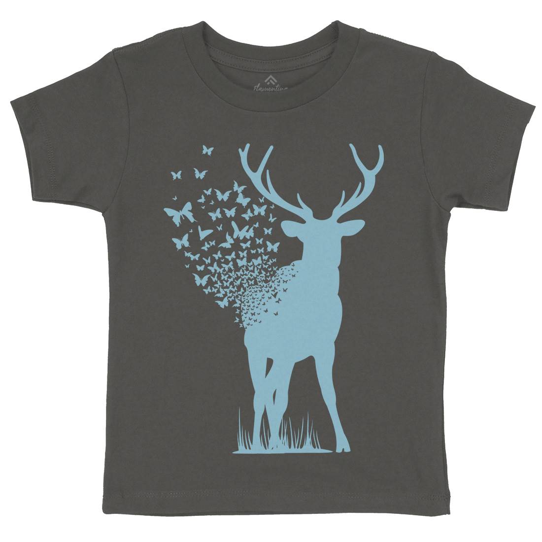 Deer Butterfly Kids Organic Crew Neck T-Shirt Animals B027