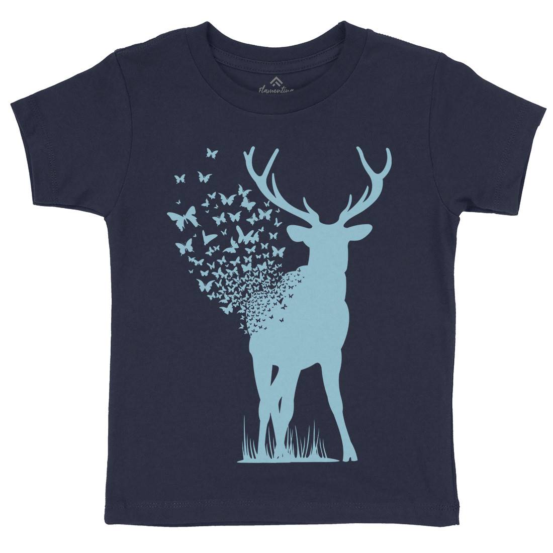 Deer Butterfly Kids Organic Crew Neck T-Shirt Animals B027