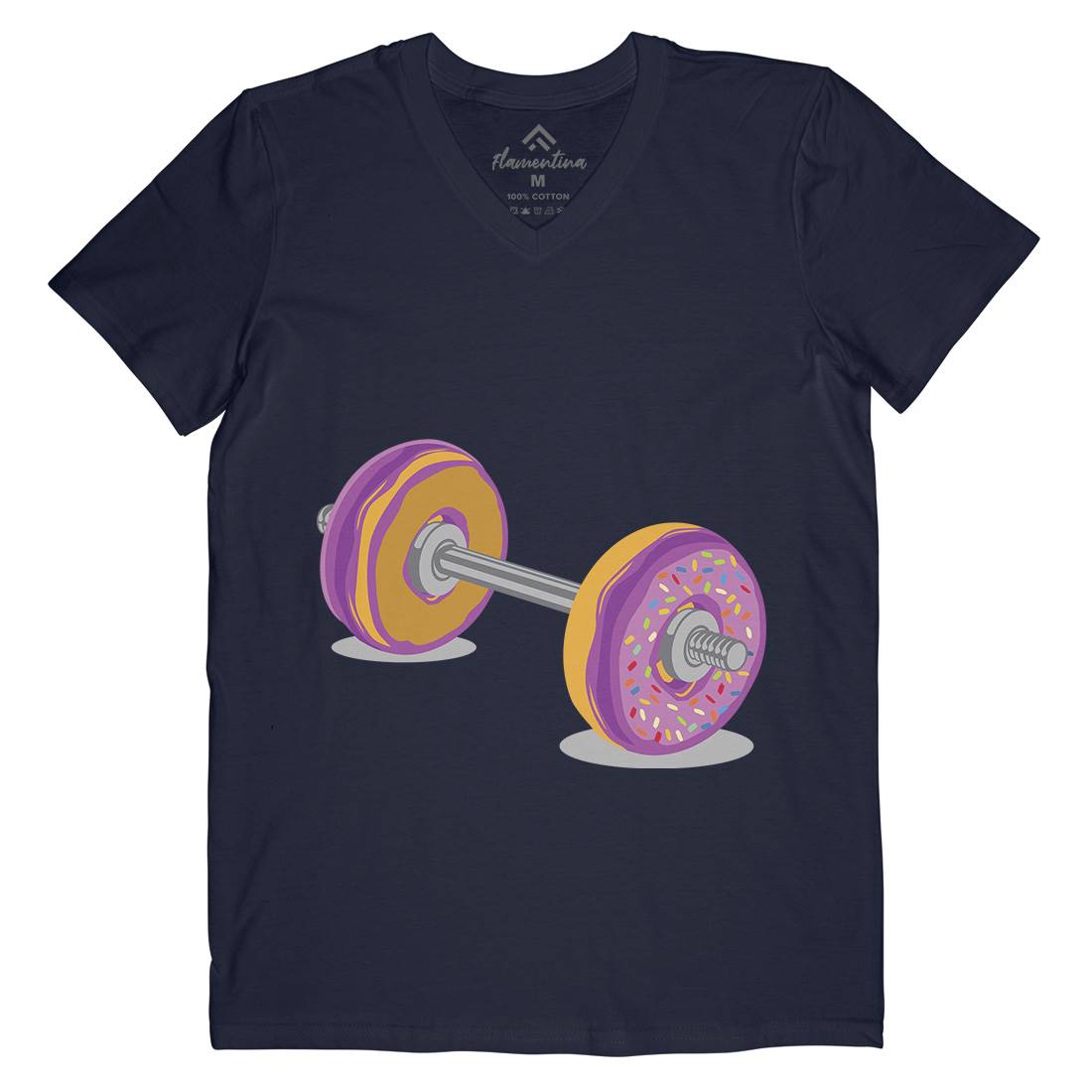 Donut Barbell Mens V-Neck T-Shirt Food B028