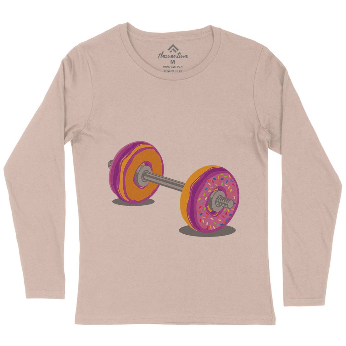 Donut Barbell Womens Long Sleeve T-Shirt Food B028
