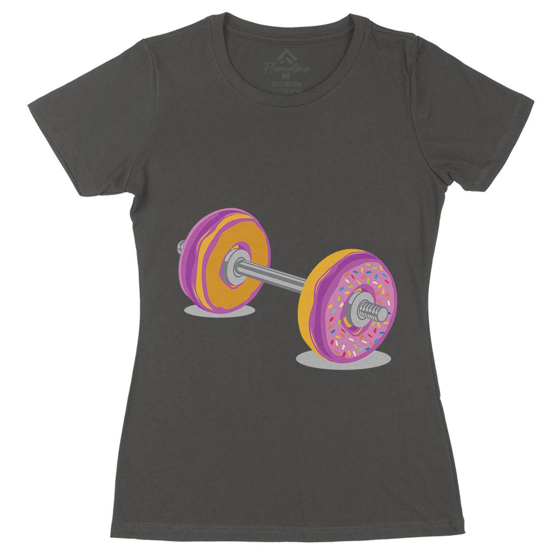 Donut Barbell Womens Organic Crew Neck T-Shirt Food B028