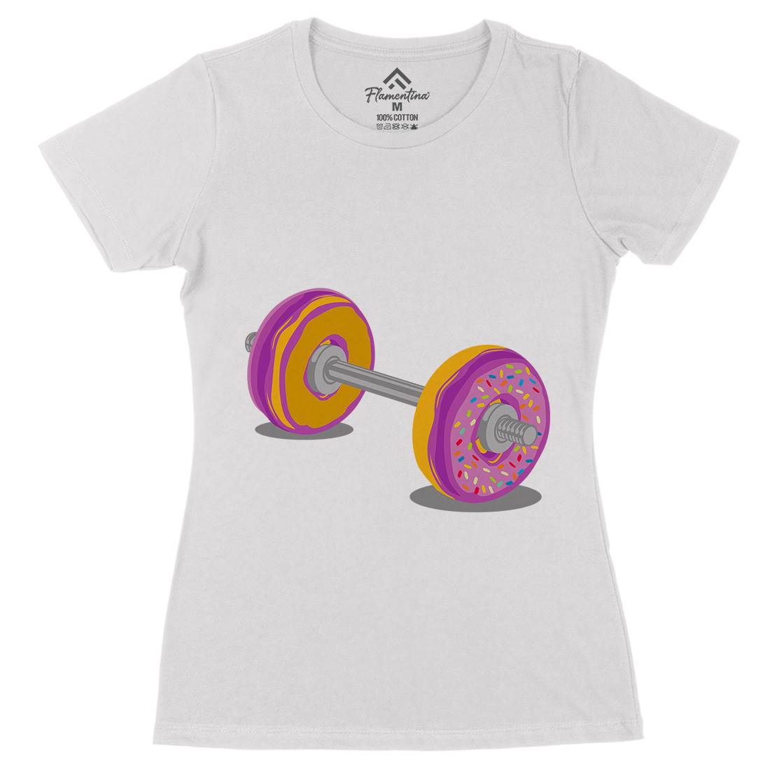 Donut Barbell Womens Organic Crew Neck T-Shirt Food B028