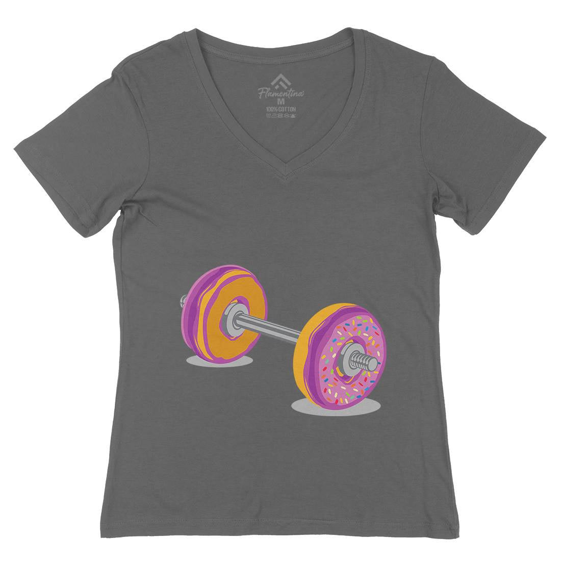 Donut Barbell Womens Organic V-Neck T-Shirt Food B028