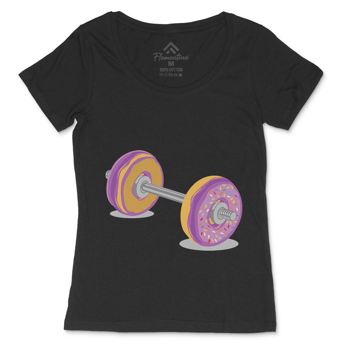 Donut Barbell Womens Scoop Neck T-Shirt Food B028