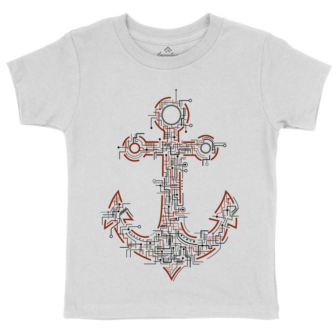 Electric Anchor Kids Crew Neck T-Shirt Navy B030