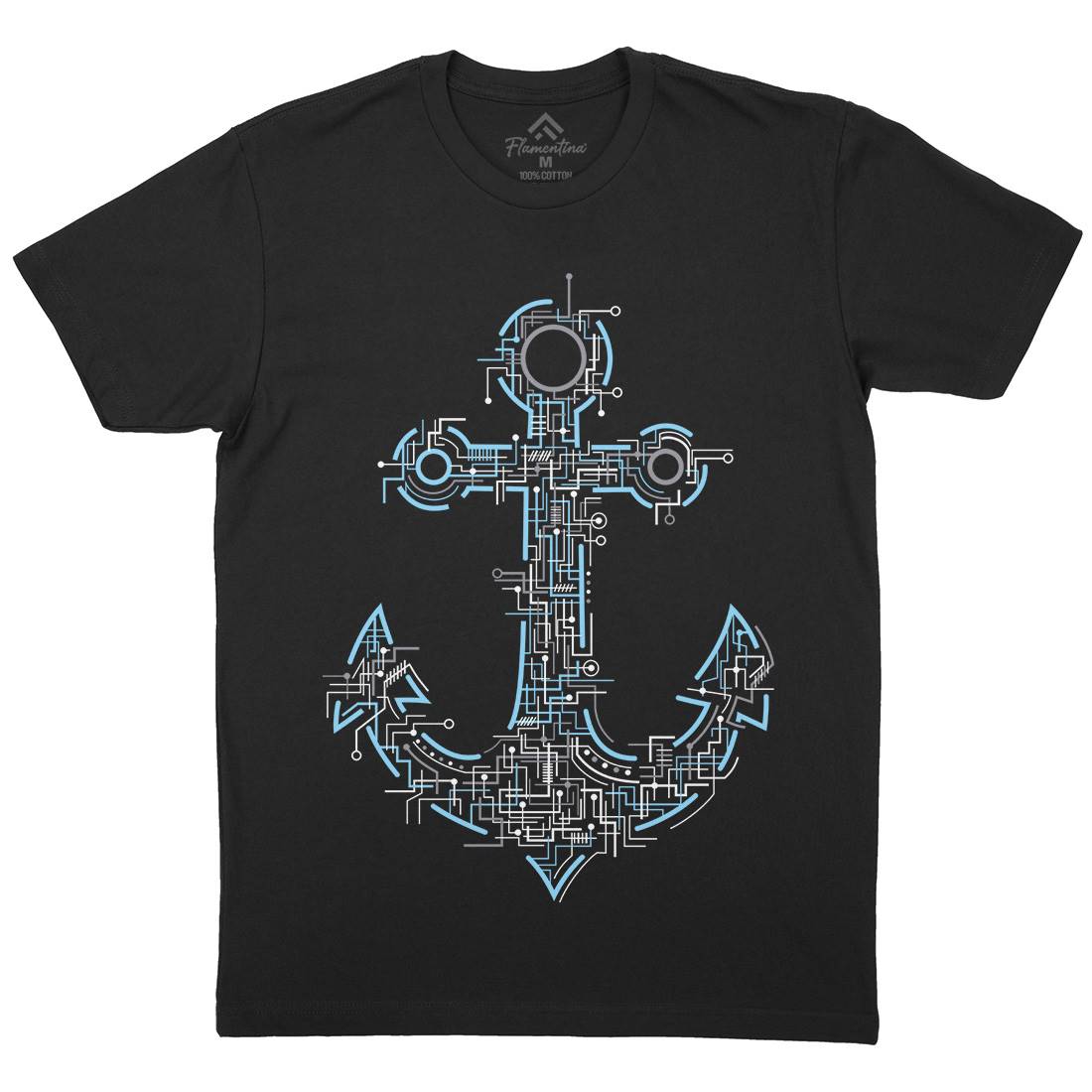 Electric Anchor Mens Crew Neck T-Shirt Navy B030
