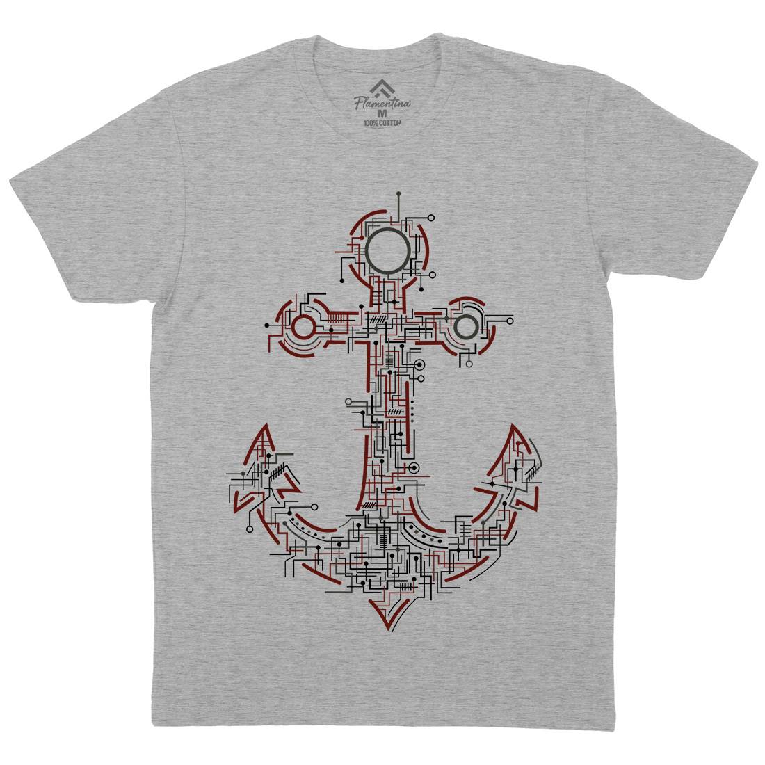 Electric Anchor Mens Crew Neck T-Shirt Navy B030