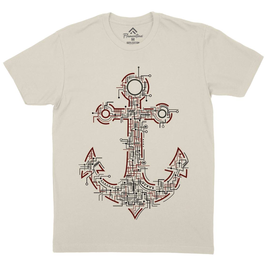 Electric Anchor Mens Organic Crew Neck T-Shirt Navy B030
