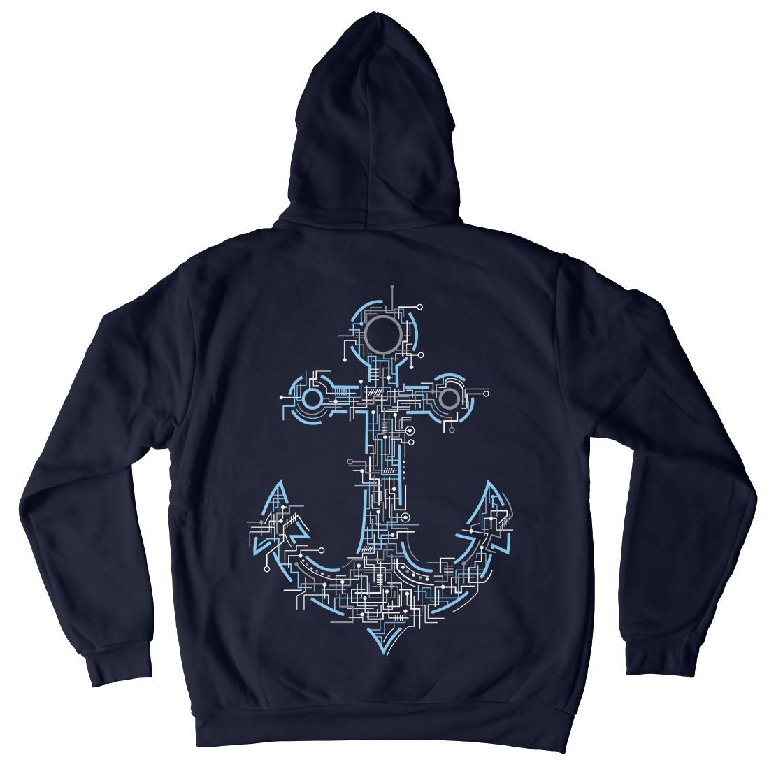 Electric Anchor Mens Hoodie With Pocket Navy B030