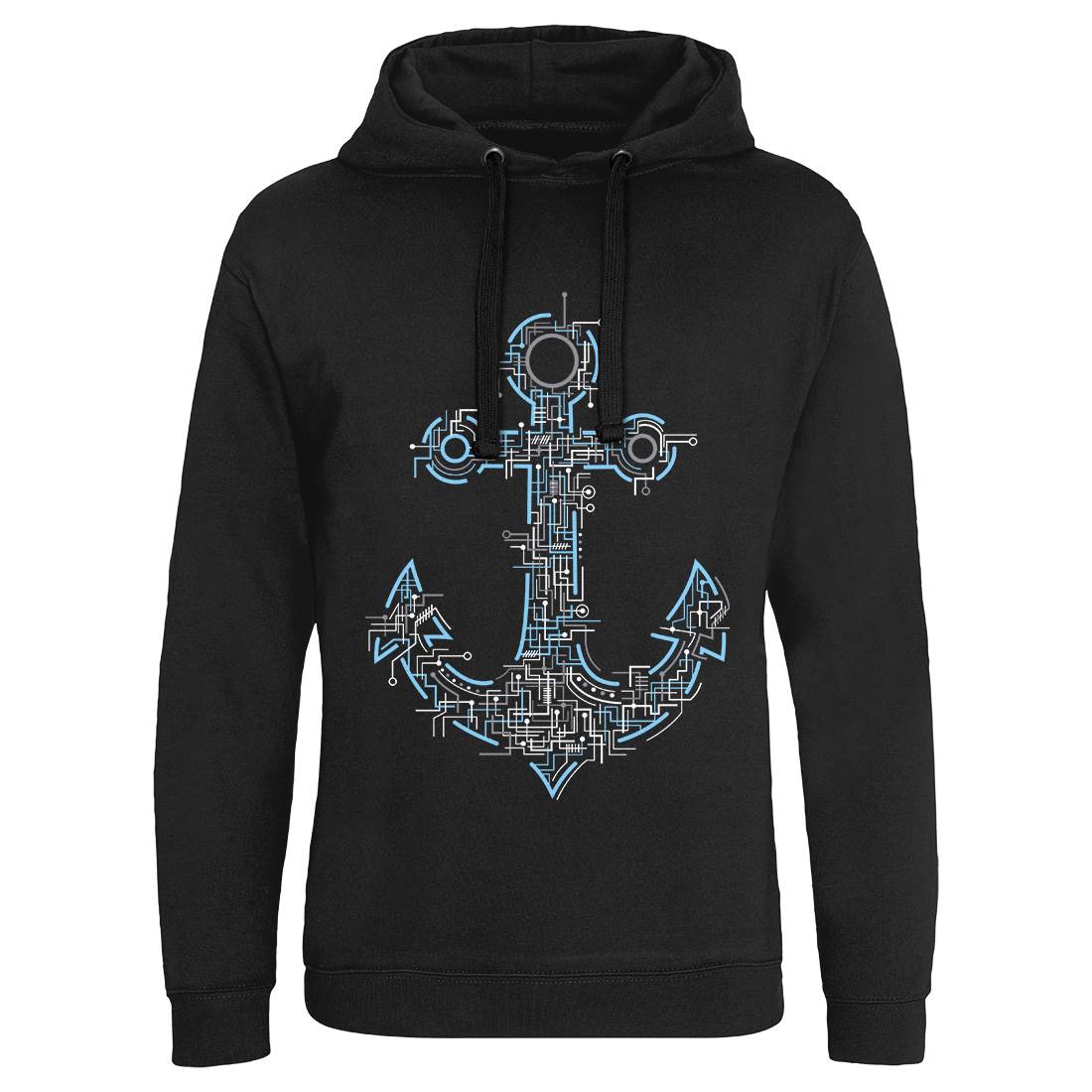 Electric Anchor Mens Hoodie Without Pocket Navy B030