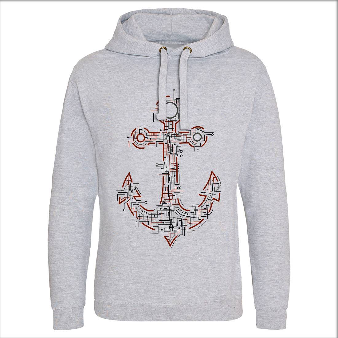 Electric Anchor Mens Hoodie Without Pocket Navy B030