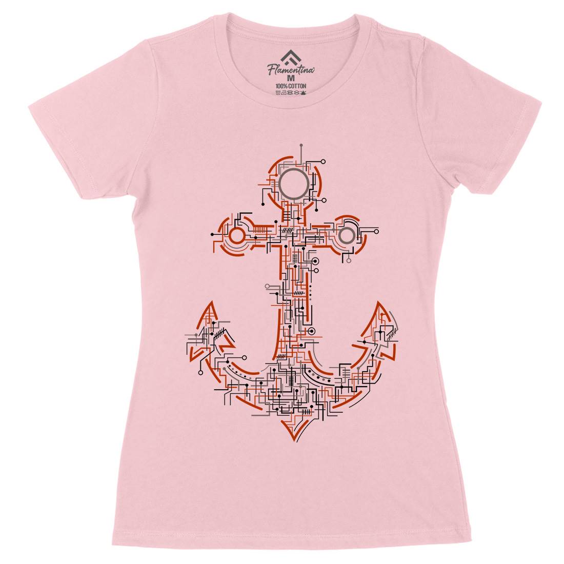 Electric Anchor Womens Organic Crew Neck T-Shirt Navy B030