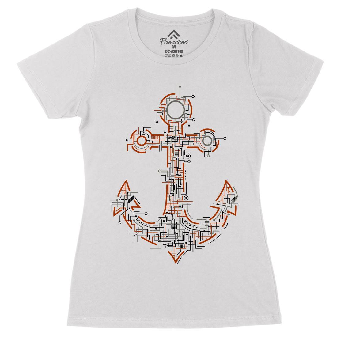 Electric Anchor Womens Organic Crew Neck T-Shirt Navy B030