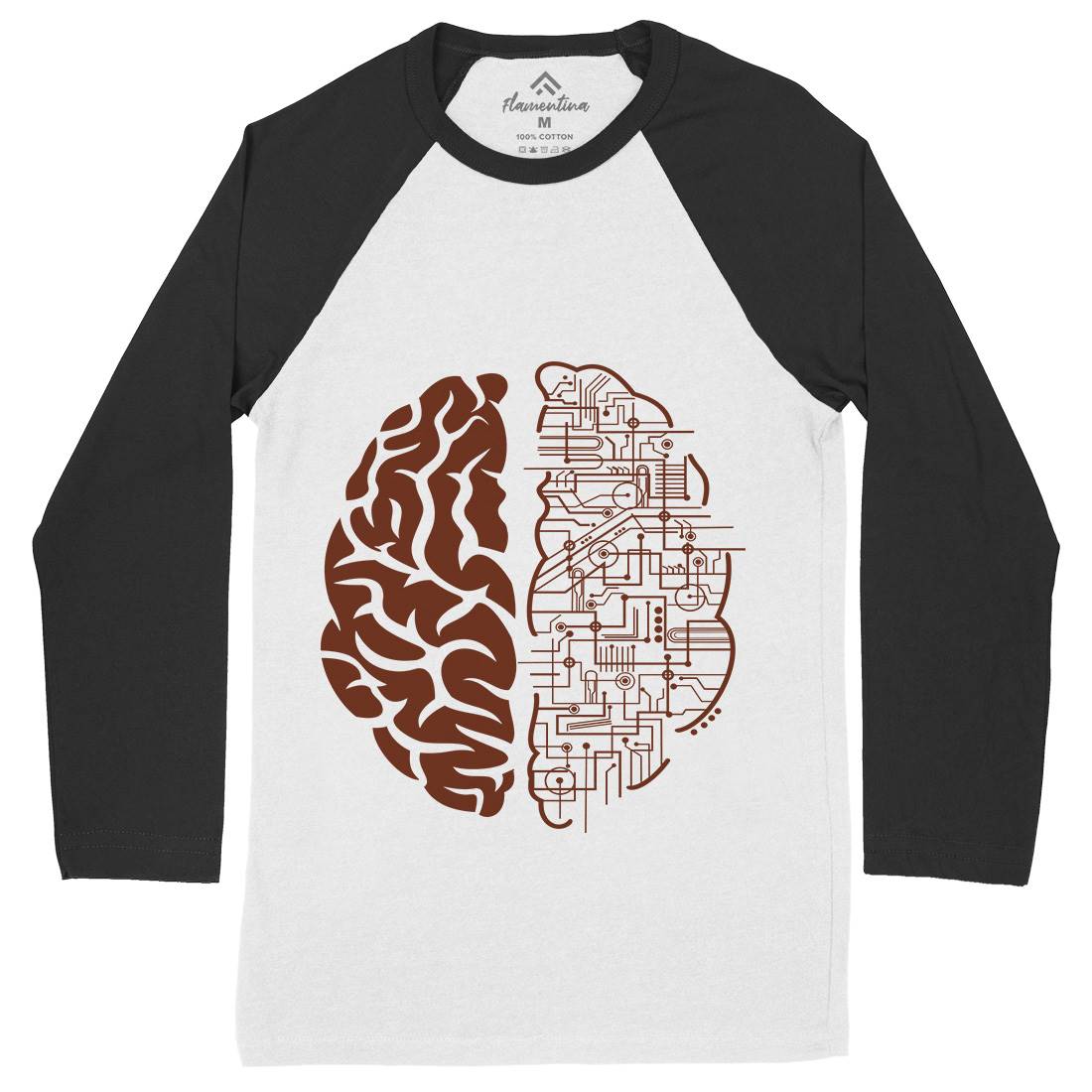 Electric Brain Mens Long Sleeve Baseball T-Shirt Science B032