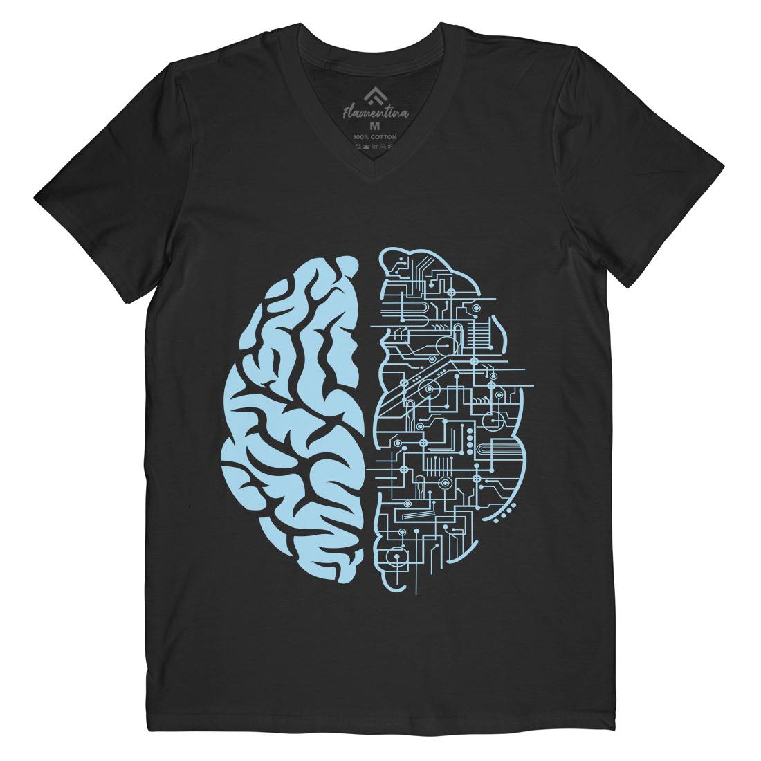 Electric Brain Mens Organic V-Neck T-Shirt Science B032