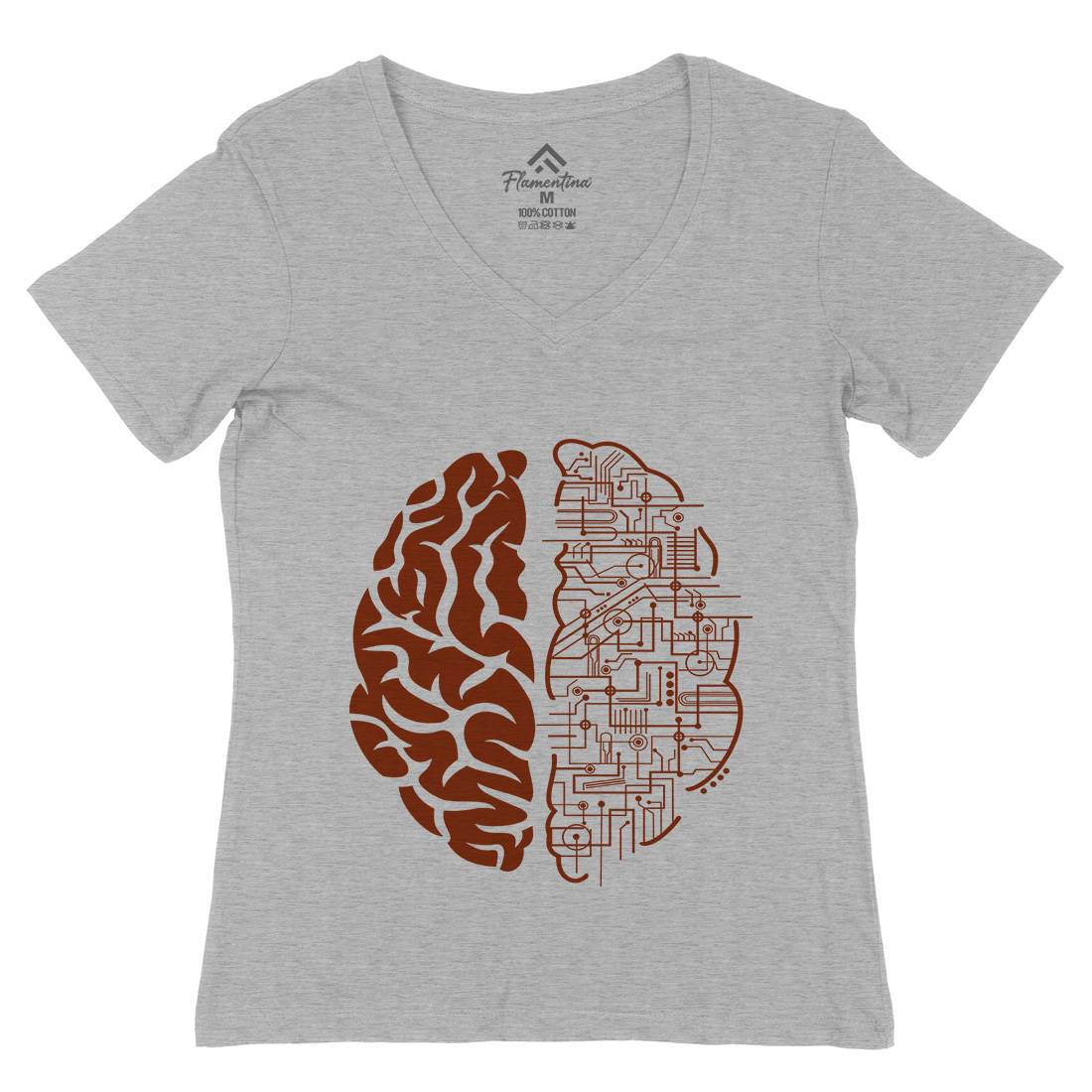 Electric Brain Womens Organic V-Neck T-Shirt Science B032