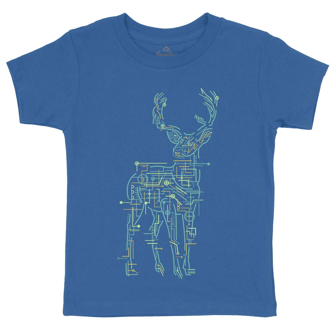 Electric Deer Kids Crew Neck T-Shirt Animals B033