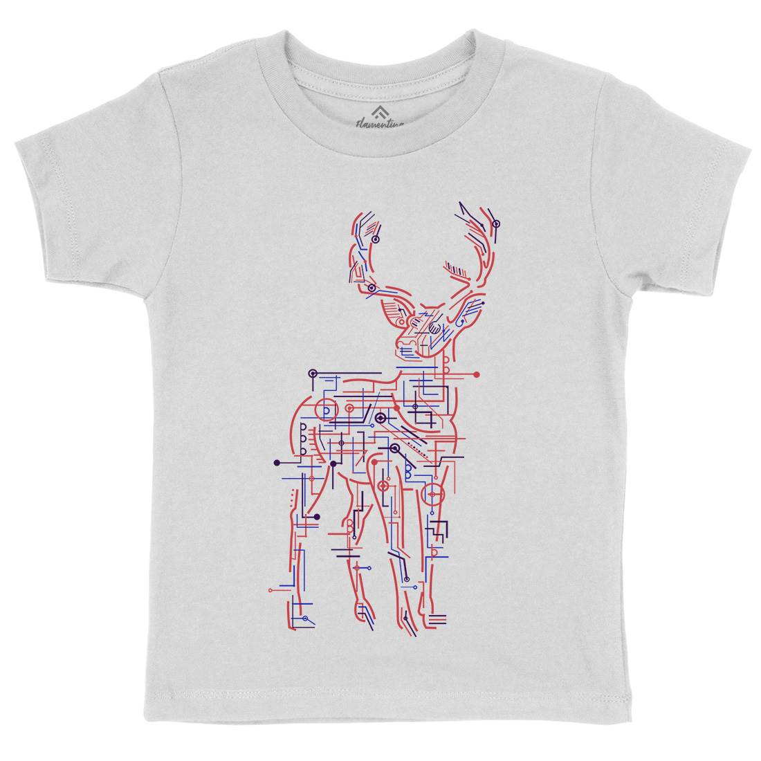 Electric Deer Kids Organic Crew Neck T-Shirt Animals B033
