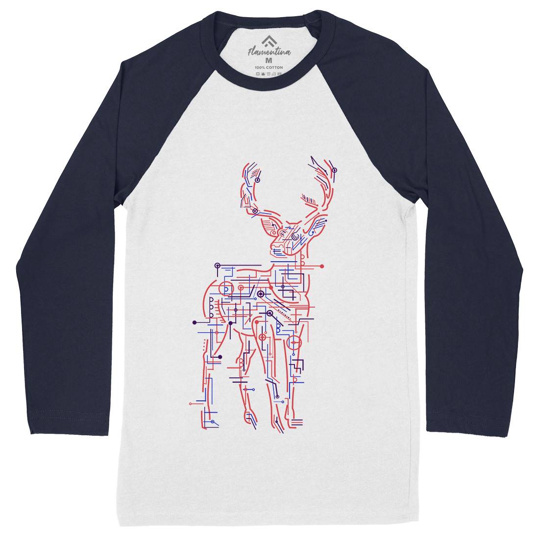 Electric Deer Mens Long Sleeve Baseball T-Shirt Animals B033