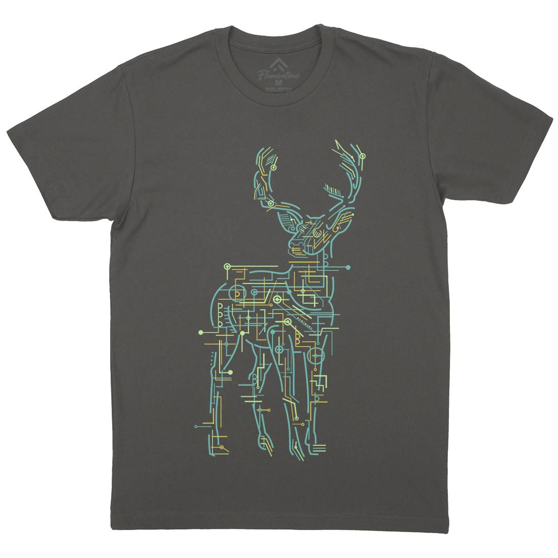 Electric Deer Mens Crew Neck T-Shirt Animals B033