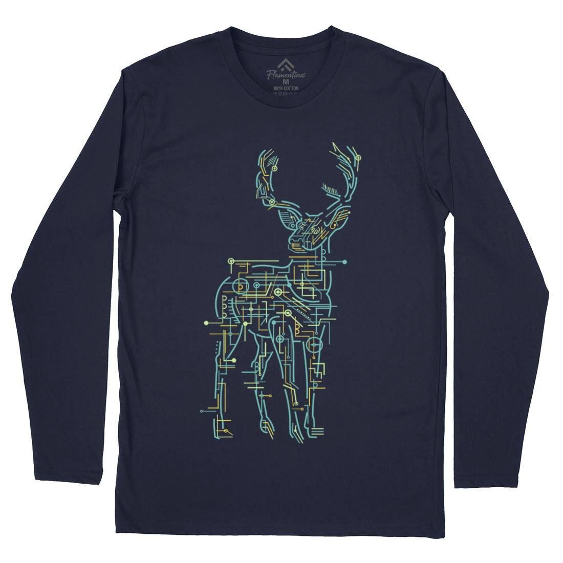 Electric Deer Mens Long Sleeve T-Shirt Animals B033